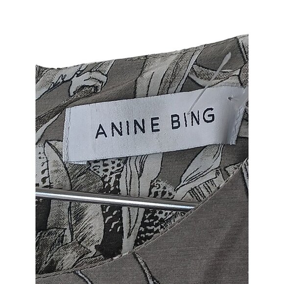 Anine Bing Kaine Womens Printed Smocked Mini Dress SZ M - Picture 7 of 9